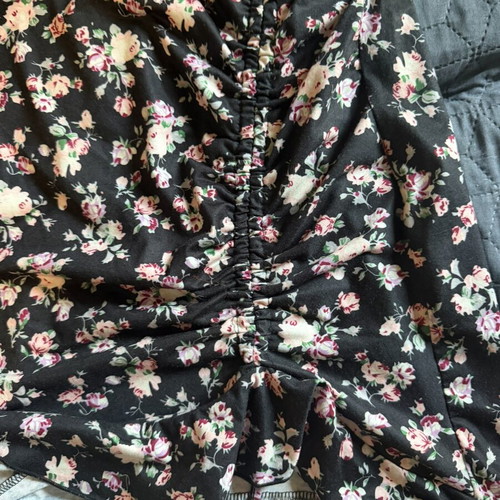 Shein mini dress with one shoulder, black floral
