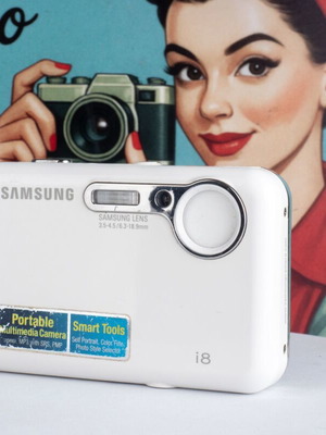 Samsung i8 white digital camera used, compact vintage model