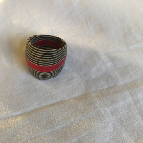 Handmade wooden ring multicolored new 18mm