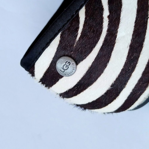 Ugg pony fur zebra print flats with shearling insoles size 36 new