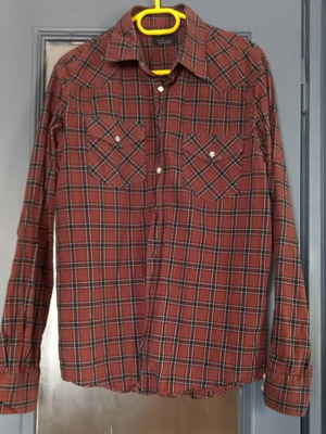 Zara men's checked shirt like new, size L, black and brown