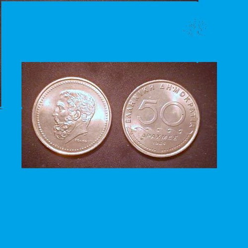 Solon 50 Drachma coins 1984 mint condition, pack of 100