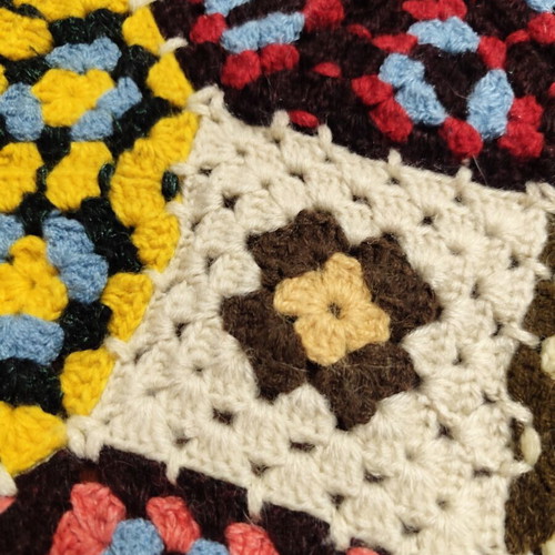 Wool Handmade Knitted Throw Blanket used 160x180 cm