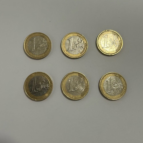 Collectible 1 Euro Coins used, pack of 6