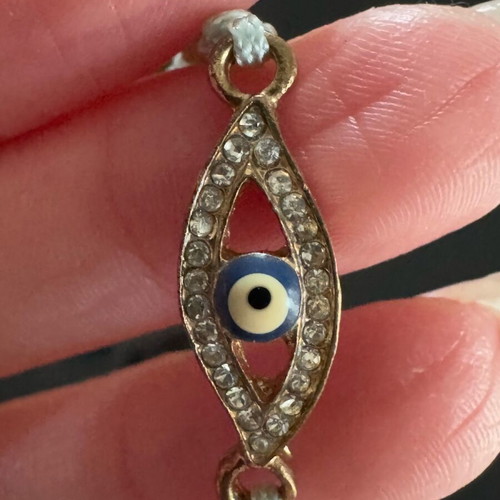 Adjustable bracelet with eye and strass new