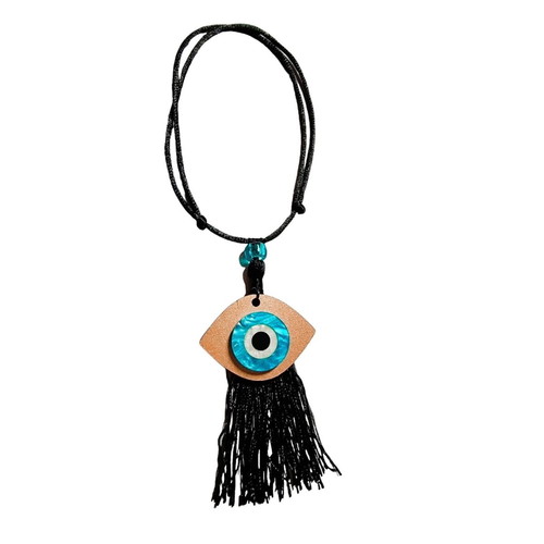 Car charm with eye pink gold and tassel adjustable size