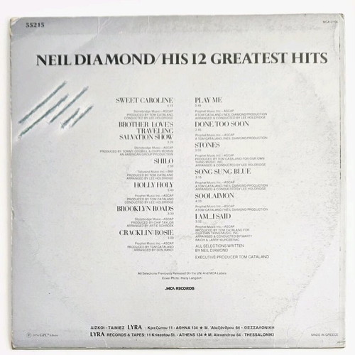 Neil Diamond His 12 Greatest Hits vinyl used 1974
