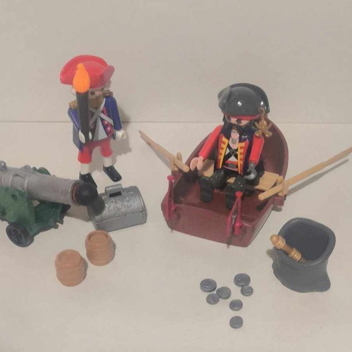 Playmobil Pirates Lighthouse Guard with Cannon and Pirate in Boat 9102 like new