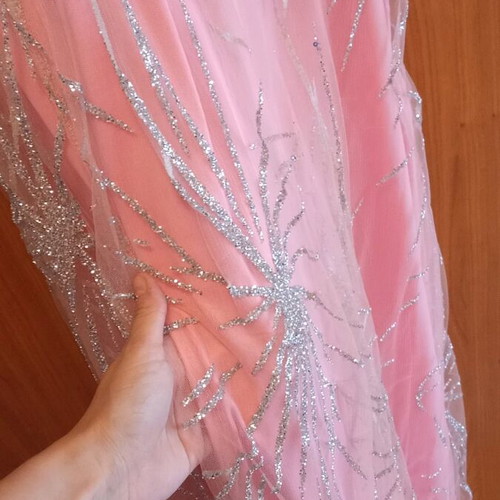 Formal pink dress medium like new with silver details and leg slit