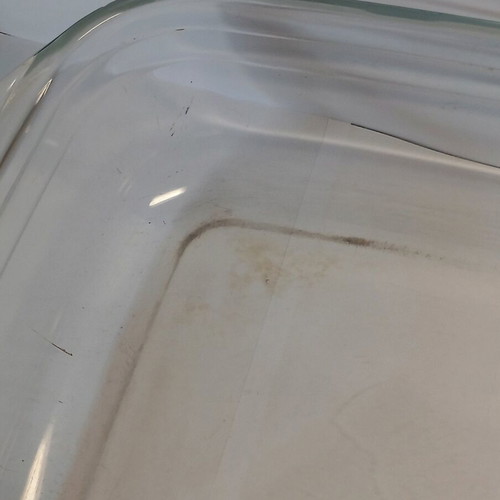 Glass baking dish used, size 39x24 cm, French origin