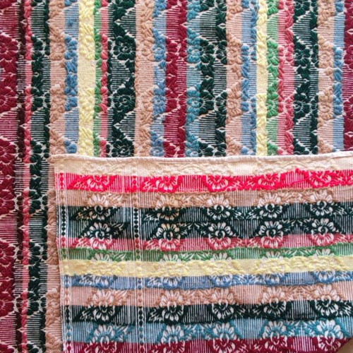 Vintage knitted wool quilt blanket used, 1970s