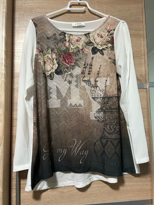 Blouse like new, white with multicolor design, size S