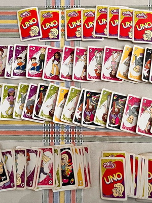 Uno cards used, pack with 108 Polly Pocket, 18 Cars, 13 classic, 8 Extreme