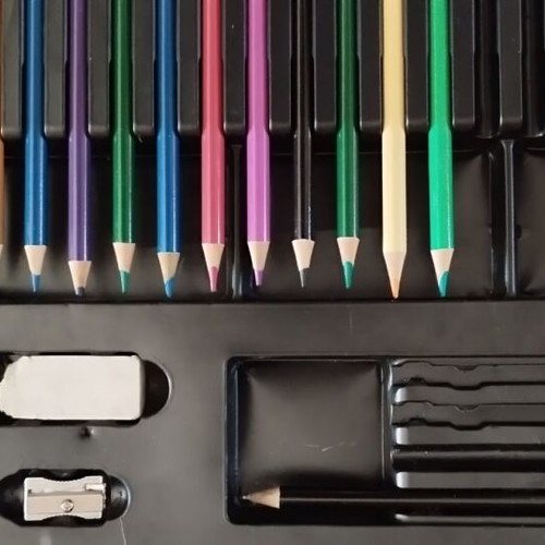 Painting set with case and drawing pad used