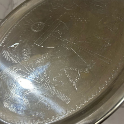 Античен свещен поднос метал арт деко около 1920 г. като ново