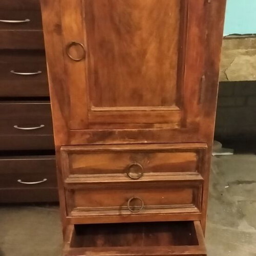Rustic wooden slim-line armoire cabinet