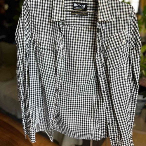 Barbour International women's black and white gingham shirt, size M