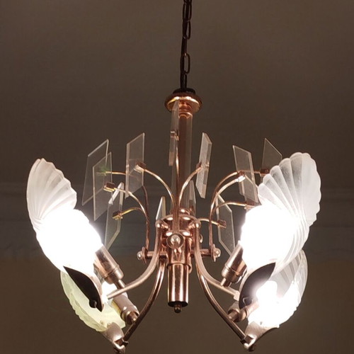 Vintage ceiling lights used, set of two, quadruple and triple