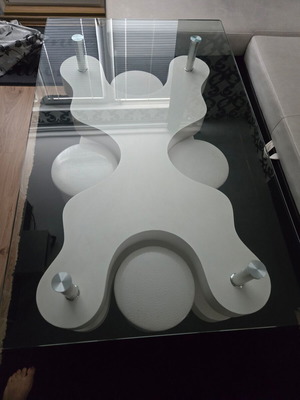 Coffee table with four stools like new, 80cm x 130cm