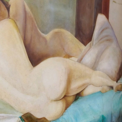 Oil painting on canvas "In the Arms of Morpheus" used, signed, 1989