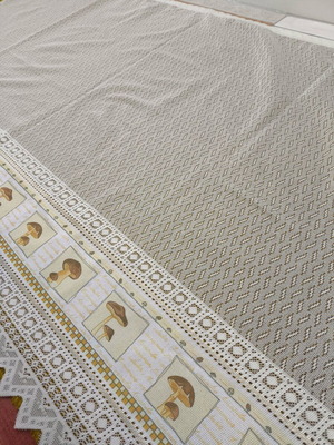 Curtain new with mushrooms, white, 90x147cm, ideal for kitchen