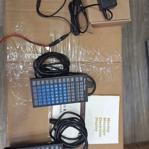 LED scrolling signs single-sided 70x10 cm used, set of two with remotes
