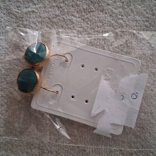 Earrings new, turquoise color