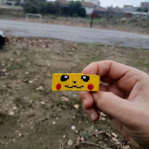Handmade macrame Pokemon Pikachu bracelet made to order