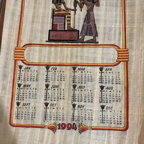 Authentic Papyrus from Cairo 1993 Calendar 1994 like new