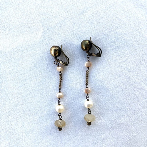 Vintage Donatella Pellini Milano Clip Earrings with Pearls like new