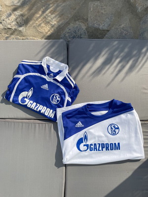Adidas Schalke 04 Football Jerseys Bundle x2 Gazprom size L and XL like new