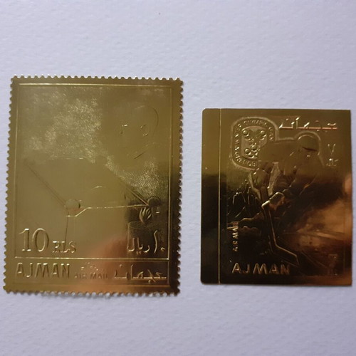 Ajman Gold Foil Airmail Stamps Set 1967 & 1968 New
