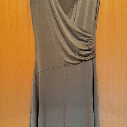 Sarah Lawrence satin asymmetric dress like new, brown-bronze