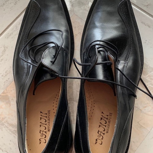 Men's leather stitched shoes new, size 42, black