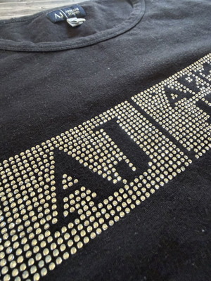 Armani Jeans T-shirt used, black, with strass, size S/M