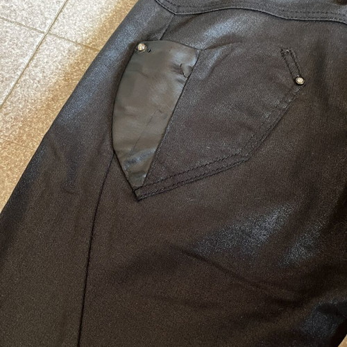 Y2K black low-rise shiny jeans slim straight used, size S