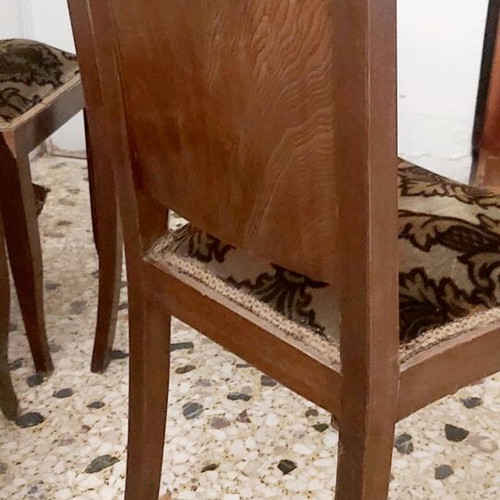 Chairs set of 4 used from 1940-1950 solid walnut wood