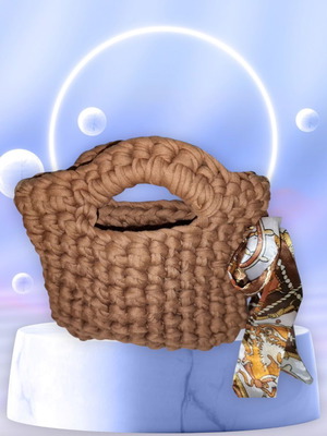 Crochet bag χειροποίητη καφέ καινούργια χειρός