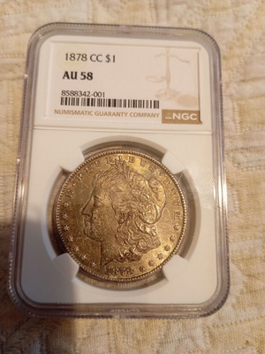 Morgan Dollar 1878 cc σαν καινούργιο, πιστοποιημένο από NGC AU 58