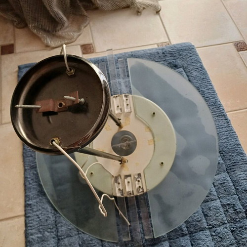 Adjustable ceiling light like new, blown glass and metal