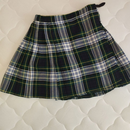 Vintage plaid kilt-style skirt like new, short, blue-green
