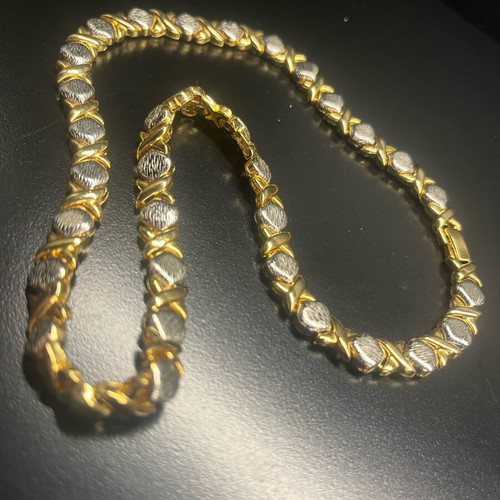 Hugs & Kisses necklace two-tone stainless steel like new