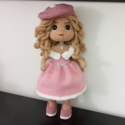 Handmade crocheted doll 35 cm new
