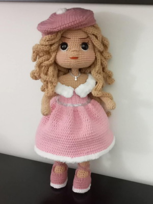 Handmade crocheted doll 35 cm new