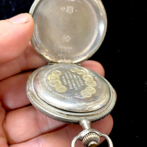 Silver pocket watch used, 50mm diameter, from 1900