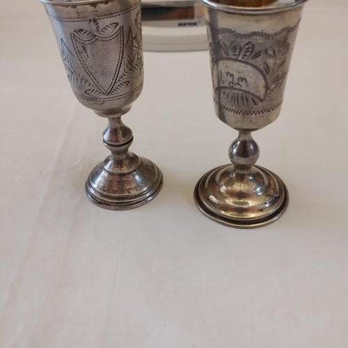 Silver Pair of Tsarist Era Goblets like new