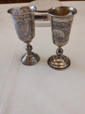 Silver Pair of Tsarist Era Goblets like new