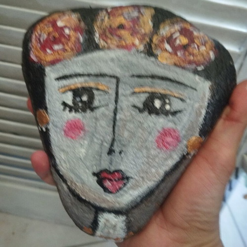 Frida painted stones set of 2 used