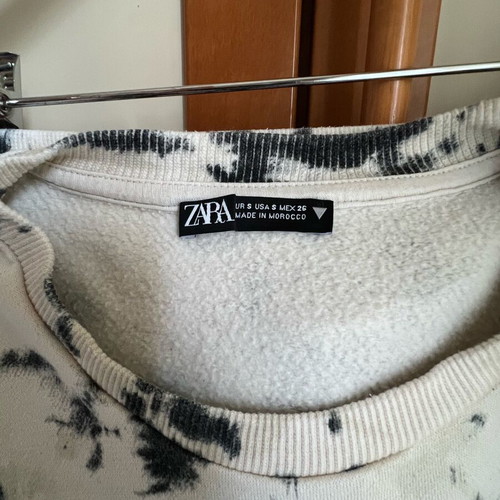 Zara set sweatpants and crop top like new, black and beige