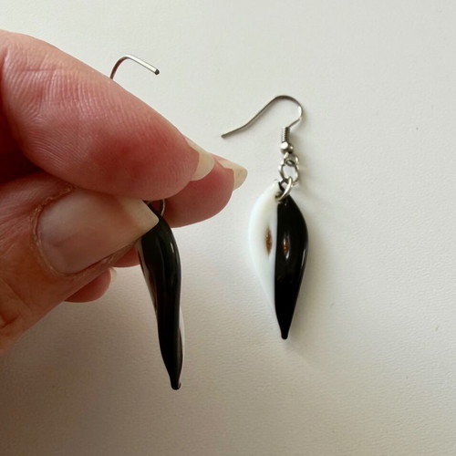Dangling earrings like new, black and white, handmade design